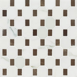 Studio Moderne Stone Regency Mosaic Calacata & Caf&eacute; Bruno  2'' x 1-1/2'' - Mosaic Tile