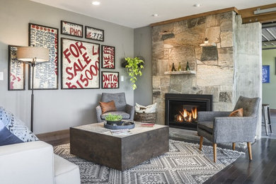 Example of a trendy living room design in Grand Rapids