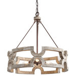 LALUZ - LALUZ 3-Light Farmhouse  Drum Distressed Wood Chandelier,Bronze - This 3-light chandelier is a geometric drum shaped light fixture featuring a weathered white finish with great craftsmanship. It can be hung alone or in a group to add that a rustic and vintage charm to your dining table, kitchen island, living room, etc.