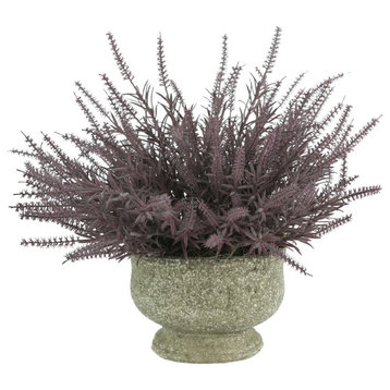 Purple astilbe in a gray pot