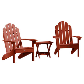 Westport 3-Piece Adirondack Chair and Side Table Set, Rustic Red