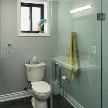 New Black Window in Pleasant Bathroom - Renewal by Andersen San Francisco Bay Ar