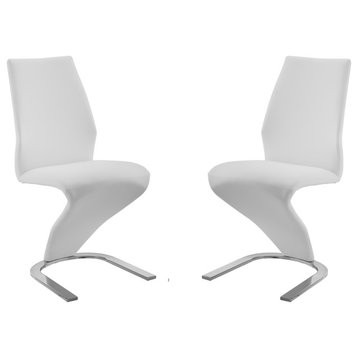 Boulevard Set of 2 Dining Chair, Pu Leather, White