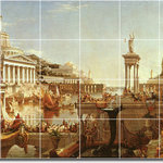 Picture-Tiles.com - Thomas Cole Historical Painting Ceramic Tile Mural #168, 72"x48" - Mural Title: The Consummation From The Series The Course Of The Empire