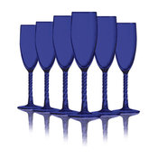 Cobalt Blue Colored Angelique Flute Glasses, 5.75 oz. Set of 6