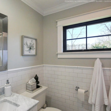 Stylish Bathroom with New Black Window - Renewal by Andersen Long Island