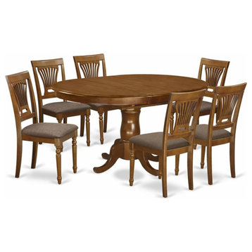 Atlin Designs 7-piece Table and Dining Chairs in Saddle Brown