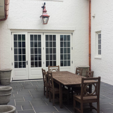 Patio Lighting with Gas Lanterns & Electric lights