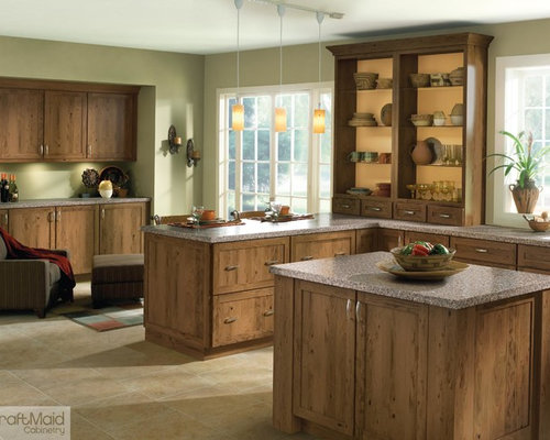 Kraftmaid Rustic Hickory Cabinets In Natural Rustic Kitchen