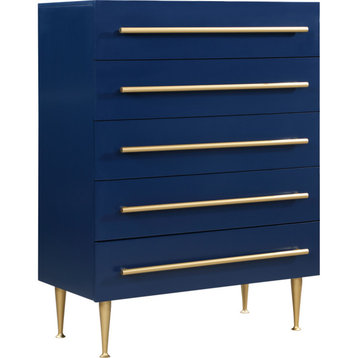 Marisol Wood / Metal Contemporary Chest, Rich Navy Finish
