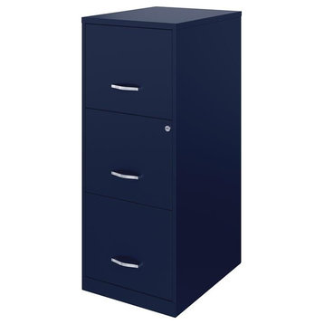 Space Solutions 3 Drawer Metal Vertical File Cabinet with Lock in Navy