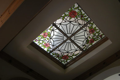 Traditional Foyer Skylight with Rose Design