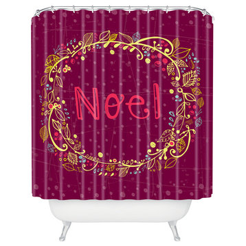 Deny Designs Rachael Taylor Noel Wreath Purple Shower Curtain