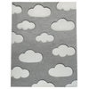 Kids Rug With Charming Clouds, Pastel Gray, 3'11"x5'7"