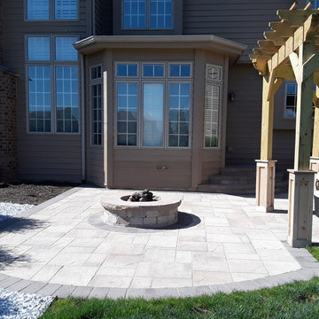 Belgard Paver Patio with built-in Fire pit and Pergola by Batavia, IL Patio and