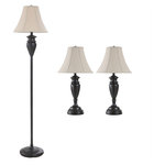 StyleCraft Home Collection - Dunbrook steel multi pack set includes 2 table lamps floor lamp Natural linen - Accent your decor with this lovely Table Lamp.