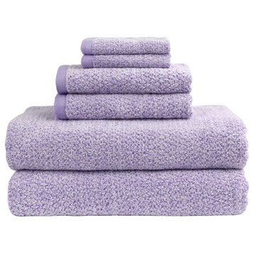 Everplush Diamond Jacquard Bath Sheet Towel Set, 6 Pieces, Lavender
