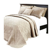 Supersoft Microplush Quilted 4-Piece Bed Spread Set, Taupe, King