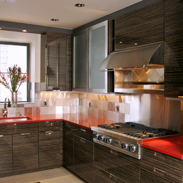 Dramatic Red Kitchen