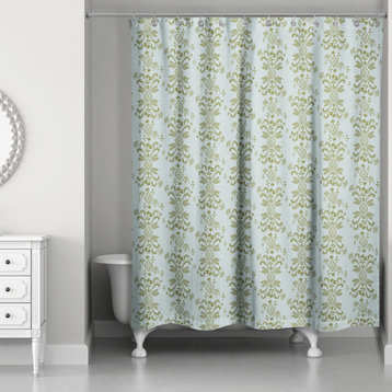 Green Floral Crest 71x74 Shower Curtain