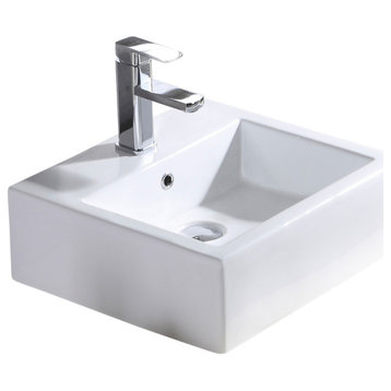 Fine Fixtures Square Vessel Sink Vitreous China With Overflow