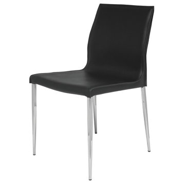 Colter Leather Dining Chair, Black