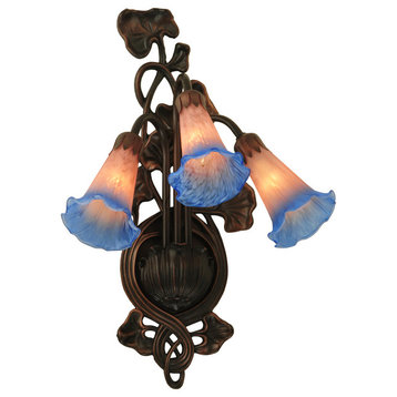 10.5W Pink/Blue Pond Lily 3 LT Wall Sconce