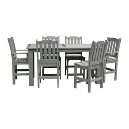 Highwood USA - Lehigh 7-Piece Rectangular Counter-Height Dining Set, Coastal Teak - Outdoor Pub And Bistro Sets