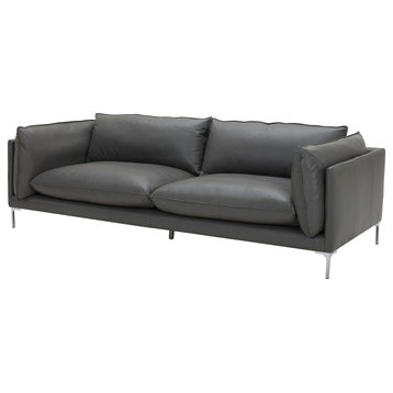 Divani Casa Harvest Modern Full Leather Sofa, Gray