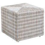 Tommy Bahama - Seabrook Outdoor Cube Ottoman by Tommy Bahama - The Seabrook Outdoor Cube Ottoman by Tommy Bahama offers a herringbone pattern of all-weather wicker in blended tones of ivory, taupe, and gray. The ottoman works well as freestanding seating or as a cocktail ottoman.