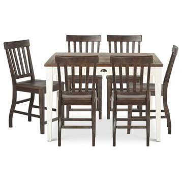 Cayla 7-Piece Counter Height Dining Set with Dark Oak Chairs