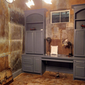 Oxidized Faux Metal Paneled Office Walls