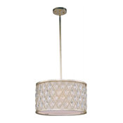 Three Light Golden Silver Drum Shade Pendant