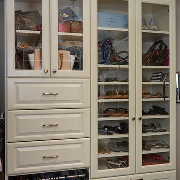 Traditional highly-functional custom women's walk-in closet