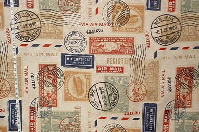 Travel fabric postage stamp mail