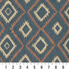 Blue, Salmon and Beige, Diamond Southwest Style Upholstery Fabric By The Yard