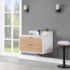 Dione Vanity With Aosta White Countertop, Weathered Pine, 36", No Mirror