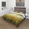 Wild Poppies On Cloudy Rustic Duvet Cover Set, Twin