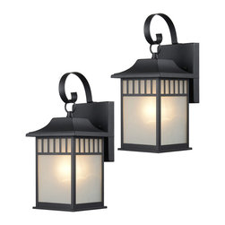 Designers Impressions - Black Outdoor Patio Exterior Light Fixtures, Set of 2, 22-9517 - Outdoor Wall Lights And Sconces