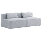 Meridian Furniture - Cube Upholstered Modular Sofa, Gray, 2-Piece: 2 Armless Chair, Linen Texured Fabric - Treat yourself to some long overdue "me time" when you're seated on this Cube 2-Piece Modular Sofa. This beautiful modular unit is both eye-catching and elegant, features durable linen textured upholstery in a soft grey color that meshes well with nearly any existing color scheme. Pair this modular Sofa with other items in the same collection to create an unlimited number of combinations and enjoy the custom seating arrangement of your dreams. Latches underneath make it easy to attach pieces to one another.