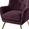 Tufted Accent Chair With Golden Legs, Purple