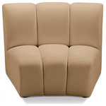 Meridian Furniture - Infinity Channel Tufted Velvet Modular Chair, Camel, 1 Piece - Create a seating group that works for every possible situation with this Infinity modular chair and other pieces in the Infinity collection. Upholstered in soft Camel velvet material that feels great against the skin and offers long-wearing beauty, this piece fits with other Infinity items for an infinite number of combinations that get your seating requirements just right but that look just as nice when used on their own.
