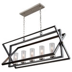 Artcraft Lighting - Vissini AC11473 Island Light, Matte Black - Beautiful  matte black cages encasing a polished nickel frame with clear cylinder glassware makes the Vissini collection a beautiful addition to any surrounding. Linear 5 light island chandelier version shown. (Many companion units available)