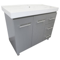 39 in Single sink vanity-wood-gray -Right side drawers
