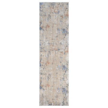 Nourison Abstract Hues 2'2" x 8' Beige Grey Modern Indoor Area Rug