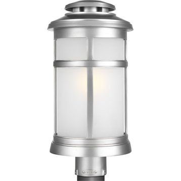 Newport 1-Light Post Lantern, Painted Brushed Steel, Etched
