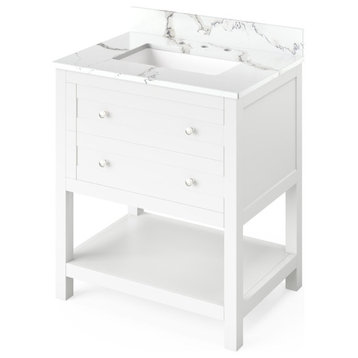Jeffrey Alexander Astoria 30" White Single Sink Vanity With Quartz Top