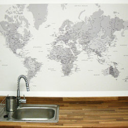 World Map Wallpaper used as a splashback - Wallpaper