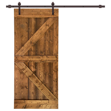 TMS K Series Barn Door With Sliding Hardware Kit, Walnut, 30"x84"