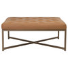 Studio Designs Home Camber Modern Leather Cocktail Ottoman in Caramel Brown